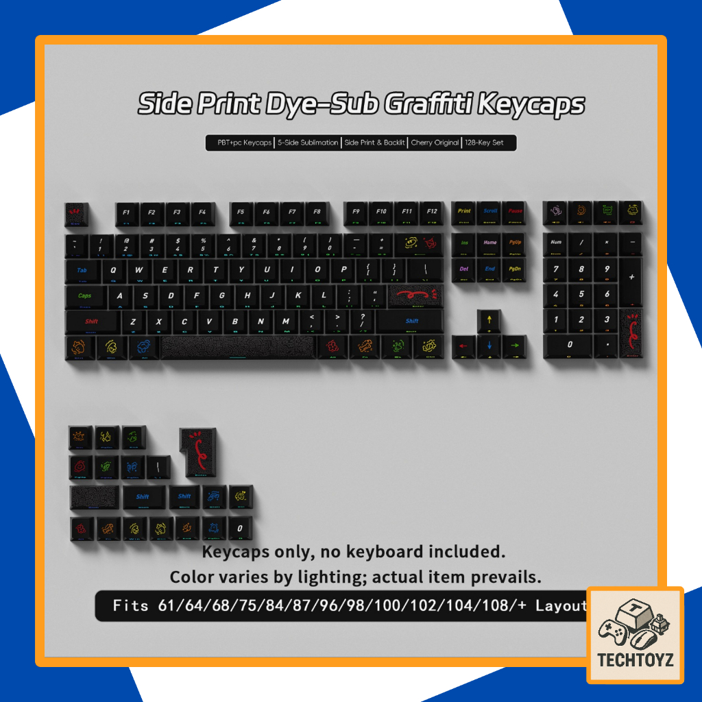 [ Xuyên Led ] Bộ Keycaps Graffiti - PBT Double Shot, DyeSub - Cherry Profile | BigBuy360 - bigbuy360.vn
