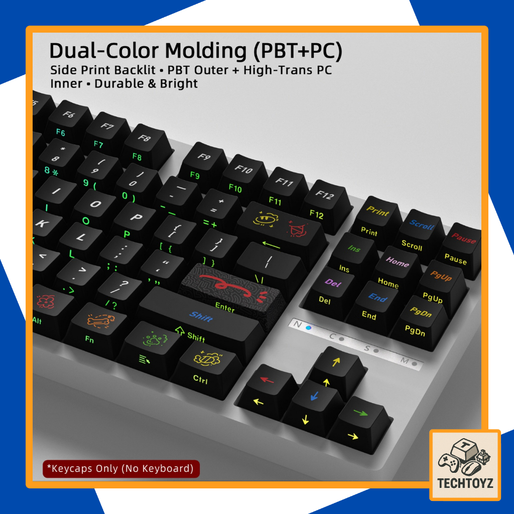 [ Xuyên Led ] Bộ Keycaps Graffiti - PBT Double Shot, DyeSub - Cherry Profile | BigBuy360 - bigbuy360.vn