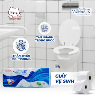 Giấy Vệ Sinh Watersilk 36m KHÔNG LÕI, 10 Cuộn Tan Nhanh Trong Nước (Tặng Gói Giấy Đa Năng)