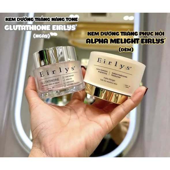 Bộ Kem Dưỡng Trắng Da Eirlys Glutathione Mờ Nám Tàn Nhang Nâng Tone 50ml Ngày-Đêm ThyleeCosmetics