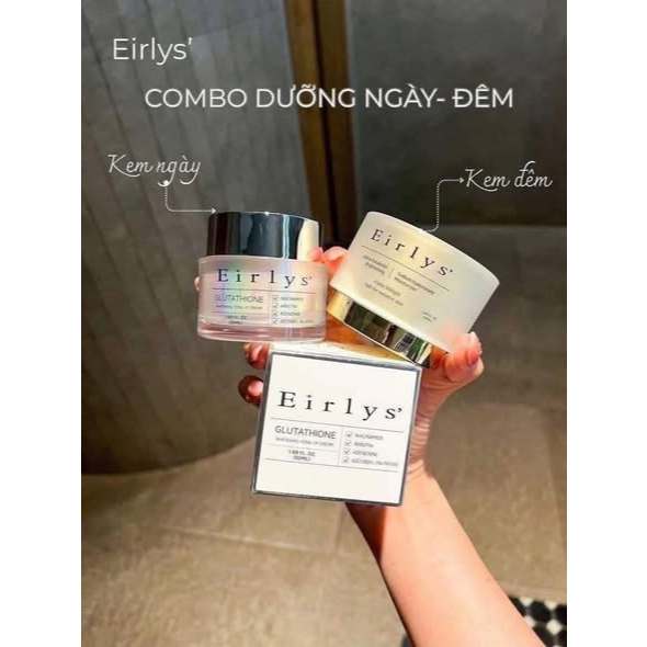 Bộ Kem Dưỡng Trắng Da Eirlys Glutathione Mờ Nám Tàn Nhang Nâng Tone 50ml Ngày-Đêm ThyleeCosmetics