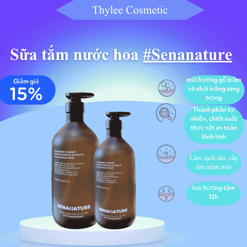 (Tặng Bông Tắm) Sữa tắm SENANATURE NOURISHING THERAPY FROM BOTANICAL EXTRACTS 500ml-1000ml hạn 2028-ThyLee