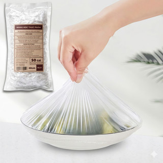 MLILY Màng Bọc Thực Phẩm PE Có Chun Co Giãn Siêu Dai - Túi Bọc Đồ Ăn An Toàn, Chịu Lạnh Nhiệt,50 Cái