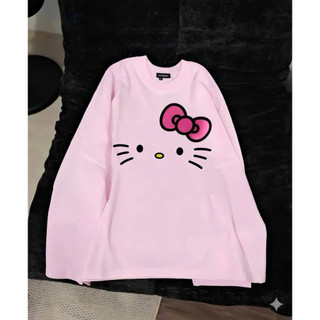 Áo thun chất cotton su dài tay hồng in hình dễ thương