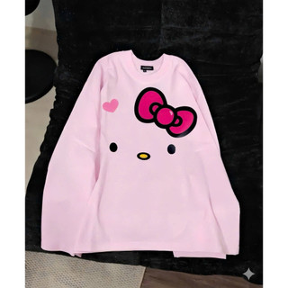 Áo thun chất cotton su dài tay hồng in hình dễ thương