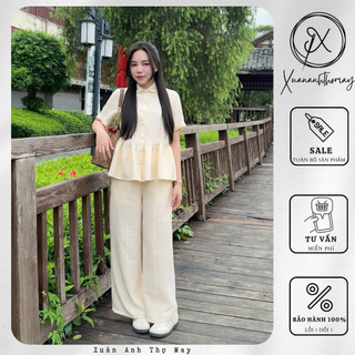 [ S6 ] Set áo cúc bọc cổ bẻ + quần ống suông - Xuananhthomay