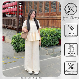 [ S6 ] Set áo cúc bọc cổ bẻ + quần ống suông - Xuananhthomay