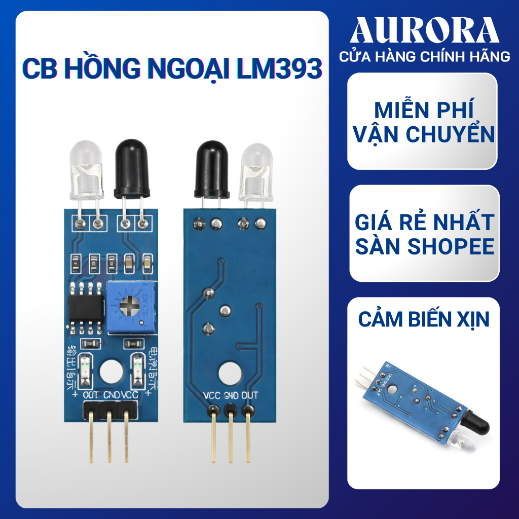 Cảm Biến Hồng Ngoại LM393 Phát Hiện Vật Cản -  Module Tránh Chướng Ngại Vật Cho Arduino Robot