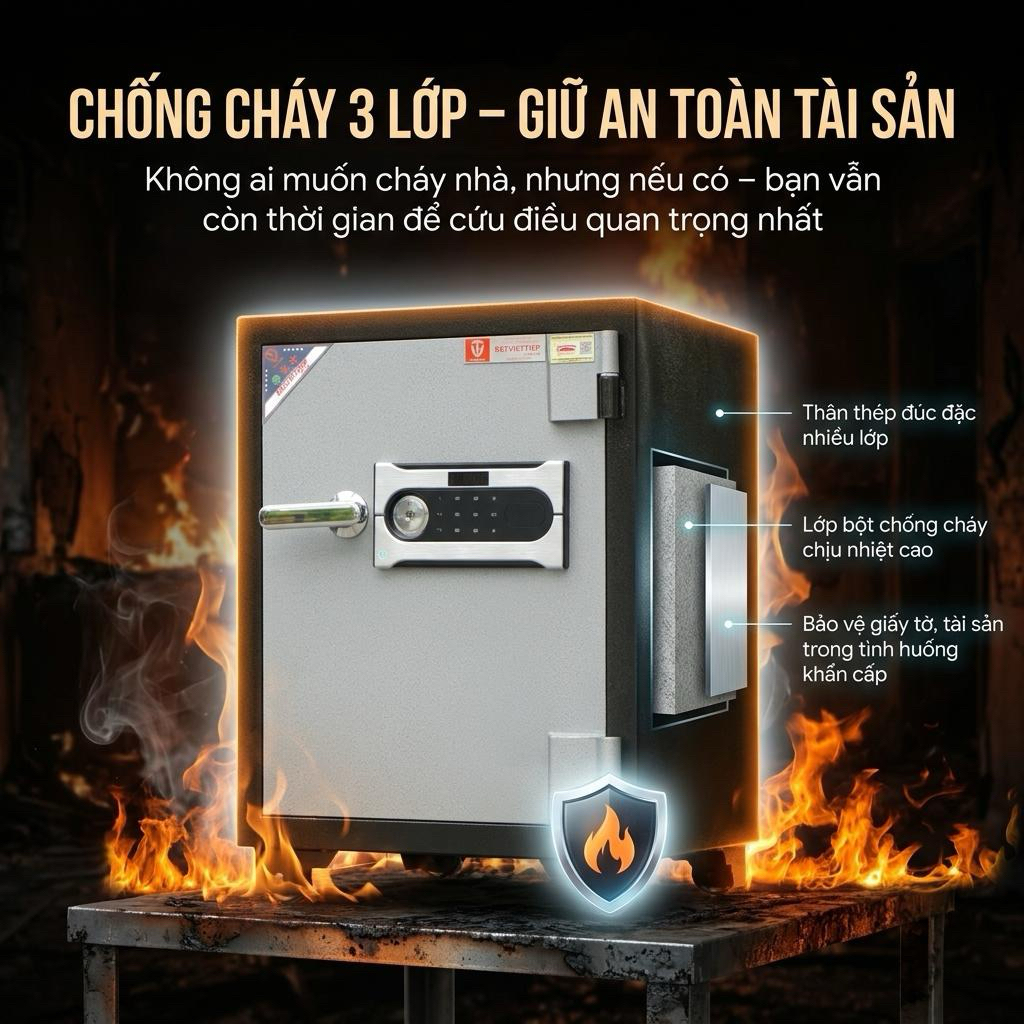 Két sắt Việt Tiệp KV918 Điện Tử 80kg Chống Cháy Giải Pháp Bảo Mật Cho Gia Đình