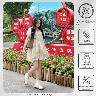 [ V7 ] Váy hoa nhí 2 tầng dáng ngắn vải linen - Xuananhthomay