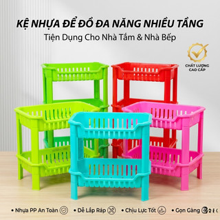 Kệ để đồ nhà tắm đa năng, đựng đồ nhà bếp tiện lợi, kệ nhựa nhiều tầng nhiều màu - Trường An VN