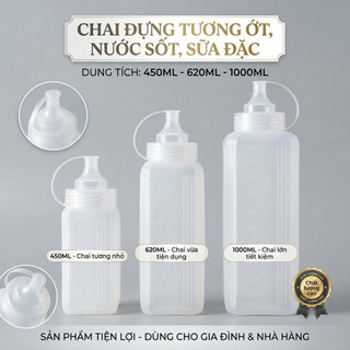 Chai Nhựa Đựng Sốt Chống Bụi 300ml | 400ml | 600ml | 1000ml - Trường An VN
