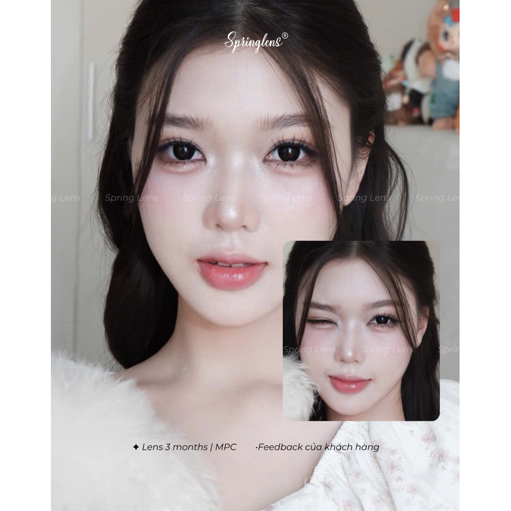 Kính áp tròng MPC đen tuyền giãn tròng to BABY NAY BLACK búp bê hot girl 1-3 tháng 0-7 độ | Spring Lens