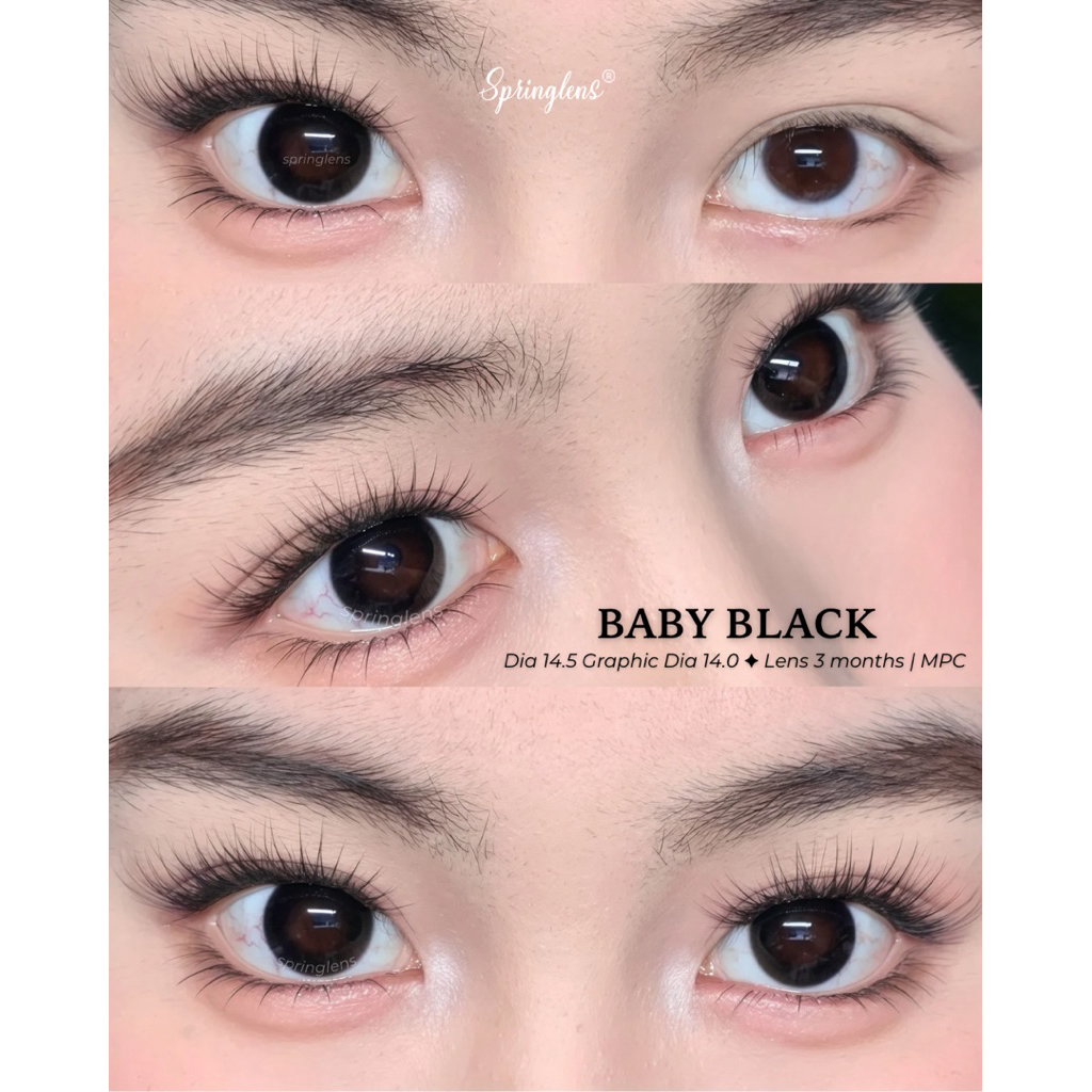 Kính áp tròng MPC đen tuyền giãn tròng to BABY NAY BLACK búp bê hot girl 1-3 tháng 0-7 độ | Spring Lens