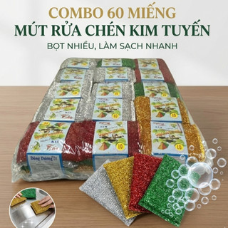 Bịch 60 Miếng Mút Kim Tuyến Rửa Chén Siêu Rẻ, Tiện Dụng - Trường An VN