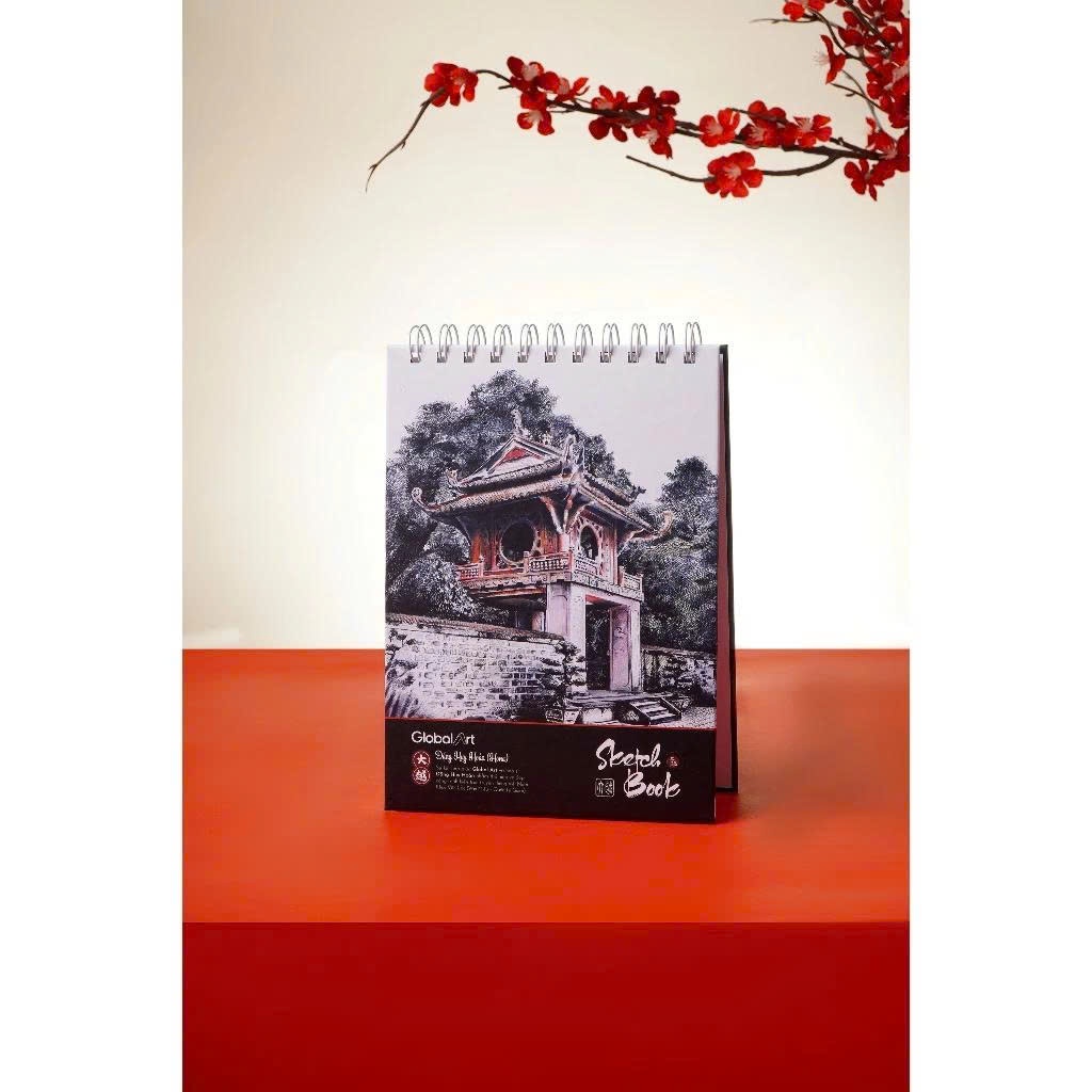 Sổ Sketchbook GLOBAL ART 190gsm Vân Mịn, Sổ Vẽ Phác Thảo 72 Trang Giấy Không Kỵ Tẩy Màu Chì, Màu Sáp, Acrylic HY