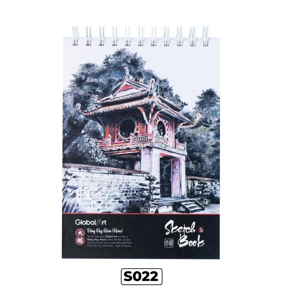 Sổ Sketchbook GLOBAL ART 190gsm Vân Mịn, Sổ Vẽ Phác Thảo 72 Trang Giấy Không Kỵ Tẩy Màu Chì, Màu Sáp, Acrylic HY