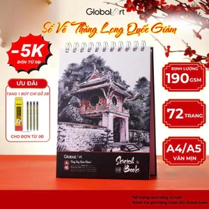 Sổ Sketchbook GLOBAL ART 190gsm Vân Mịn, Sổ Vẽ Phác Thảo 72 Trang Giấy Không Kỵ Tẩy Màu Chì, Màu Sáp, Acrylic HY