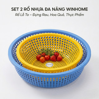 2 Rổ Nhựa Tròn Lỗ To, Rổ Gạo – Dụng Cụ Rửa Rau Củ, Trái Cây Winhome - Trường An VN