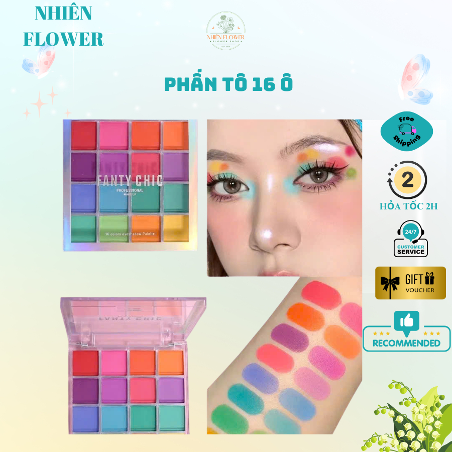 Phấn Tố Hoa Kẽm Nhung, Phấn Mắt Hộp 16 ô Loại Tốt Dùng Tô Hoa Kẽm Nhung, Đồ Handmade, Đánh Mắt
