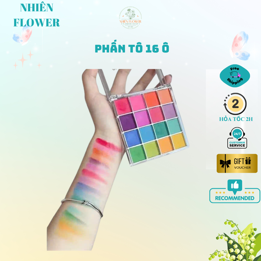 Phấn Tố Hoa Kẽm Nhung, Phấn Mắt Hộp 16 ô Loại Tốt Dùng Tô Hoa Kẽm Nhung, Đồ Handmade, Đánh Mắt