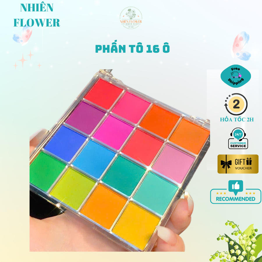 Phấn Tố Hoa Kẽm Nhung, Phấn Mắt Hộp 16 ô Loại Tốt Dùng Tô Hoa Kẽm Nhung, Đồ Handmade, Đánh Mắt