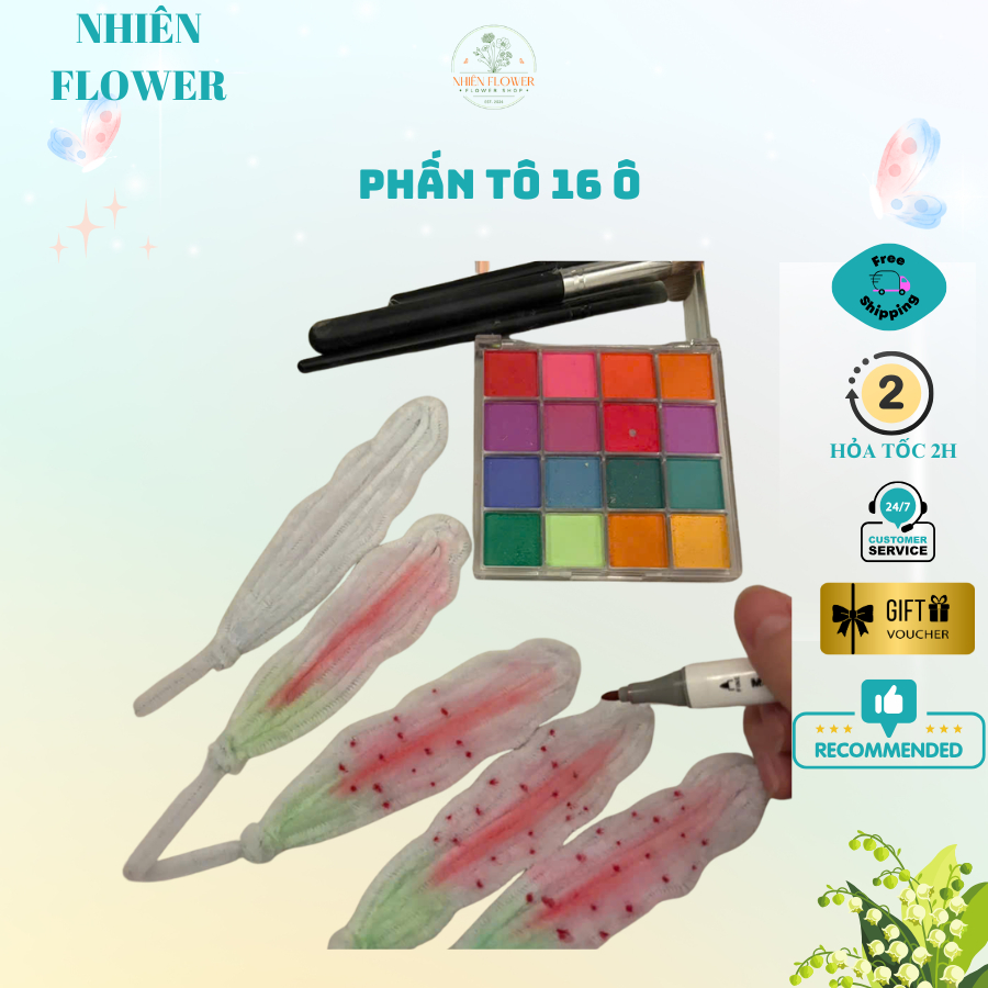 Phấn Tố Hoa Kẽm Nhung, Phấn Mắt Hộp 16 ô Loại Tốt Dùng Tô Hoa Kẽm Nhung, Đồ Handmade, Đánh Mắt