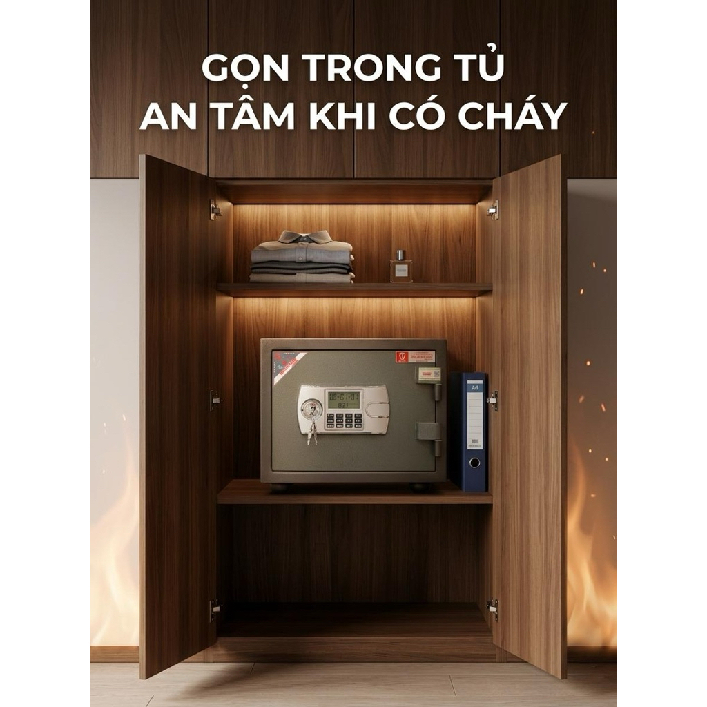 Két Sắt Mini Chống Cháy Việt Tiệp VT25 Khóa Điện Tử 28kg