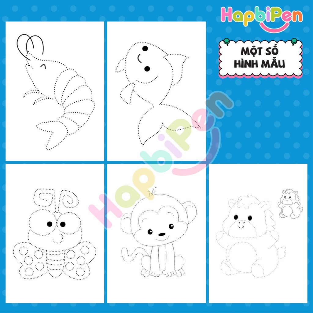 Tranh tô màu động vật cho bé tập vẽ theo nét đứt chấm gạch gồm 40 trang TTM10