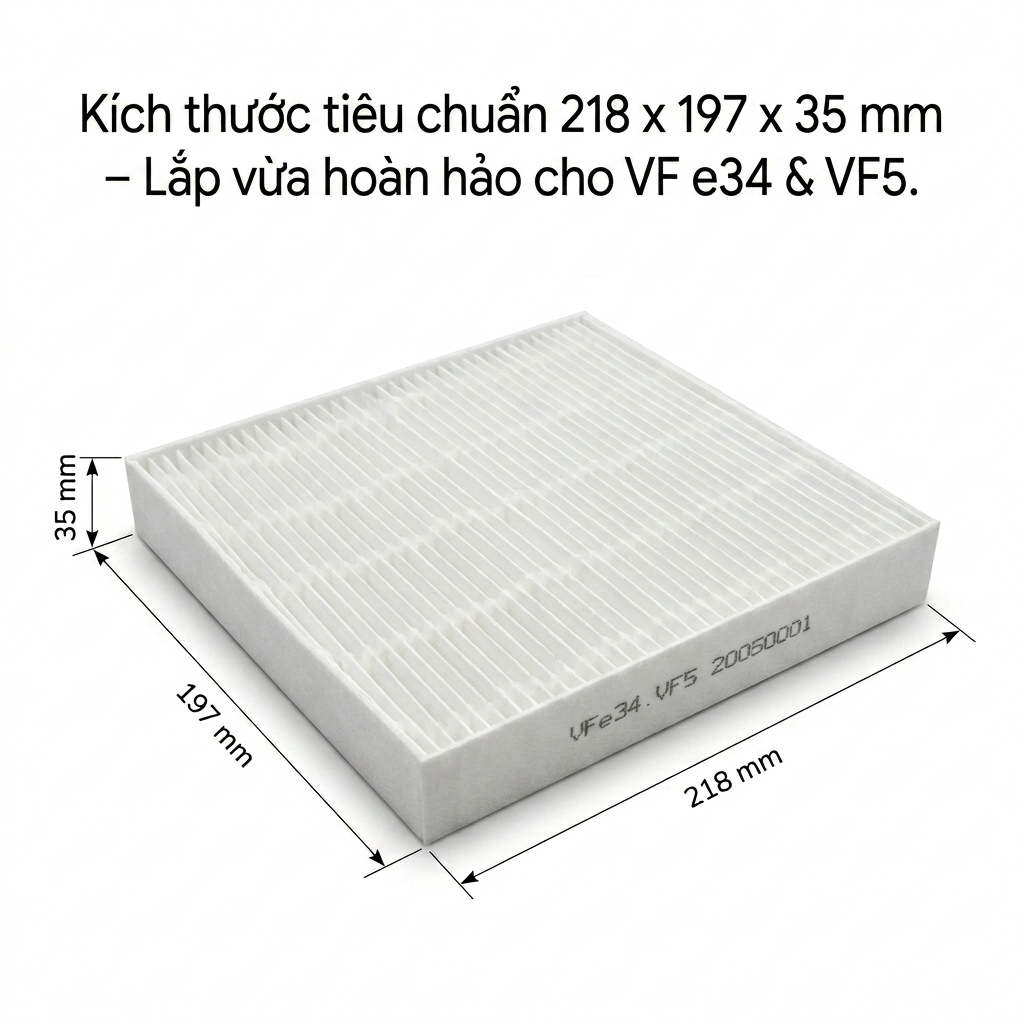 Lọc Gió Điều Hòa Vinfast VFe34  VF5 Lọc Bụi Mịn Kích Thước 218x197x35mm Hàng Chuẩn Form Zin
