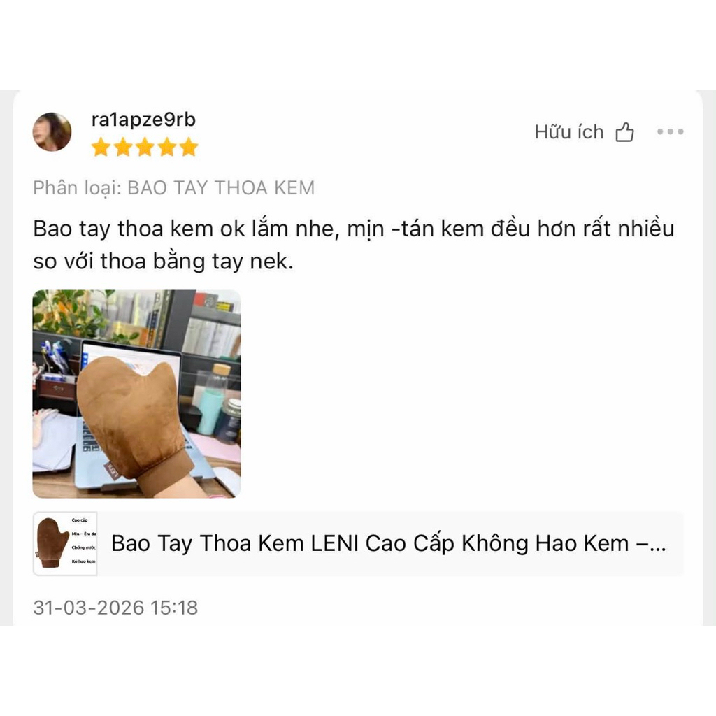 Bao Tay Thoa Kem LENI Cao Cấp – Mịn Da, Chống Nước, Ôm Tay Chắc Chắn, Găng tay Bôi Kem Body