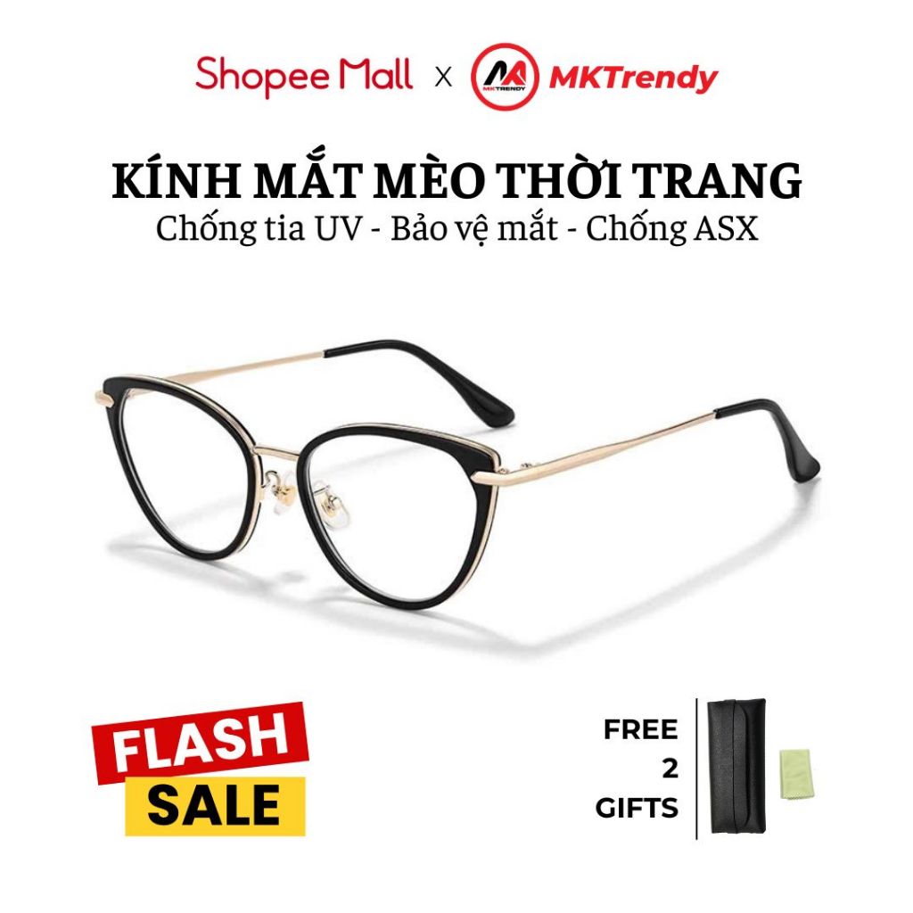 [Live x MKTRENDY] Kính mắt mèo gọng kim loại chống ánh sáng xanh chống tia UV K8