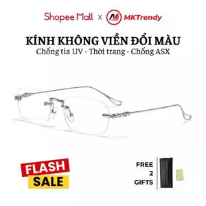 Kính đổi màu không viền X13 gọng kim loại chống ánh sáng xanh chống tia UV thời trang nam nữ