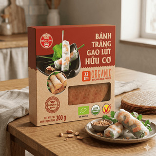 Bánh Tráng Gạo Lứt Hữu Cơ Bích Chi -  (F22-200gr/hộp) Thùng 20 Hộp