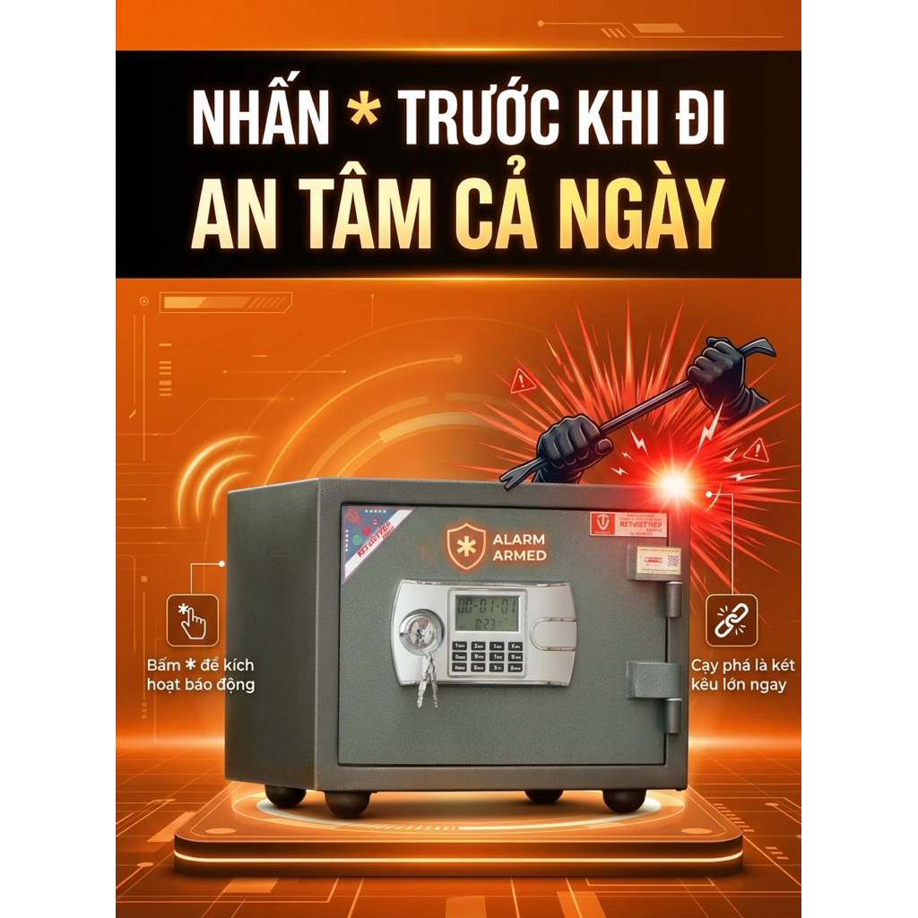 Két Sắt Mini K210DT Việt Tiệp Điện Tử Chống Cháy Chuẩn Phong Thủy Để Tủ Quần Áo Hàng Chính Hãng