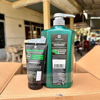 Mua 1 tặng 1 - Tắm gội cho nam 2 trong 1 hương Nước hoa nam Romano 2in1 650g/chai + Tặng kèm Sữa rửa mặt 100g
