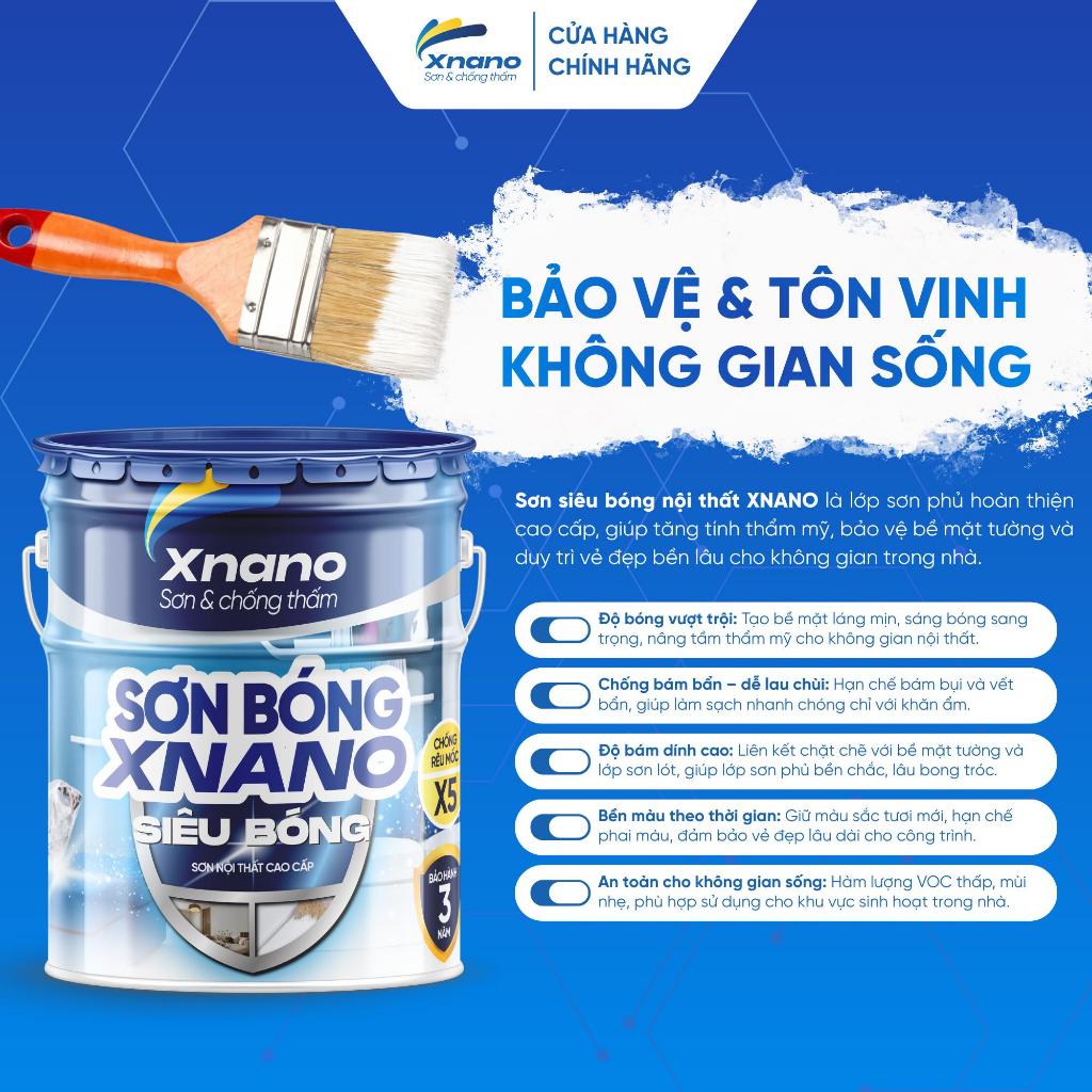 Sơn Siêu Bóng Nội Thất Cao Cấp XNANO – Màng Sơn Sáng Bóng Sang Trọng, Lau Chùi Vượt Trội, Kháng Khuẩn & Kháng Mốc