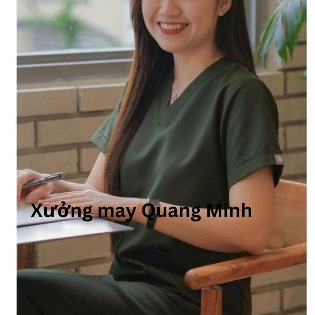 Bộ Scrubs Cổ Tim  chất vải Lon GIãn, Thoáng Mát, Đồng Phục Y Tế,spa