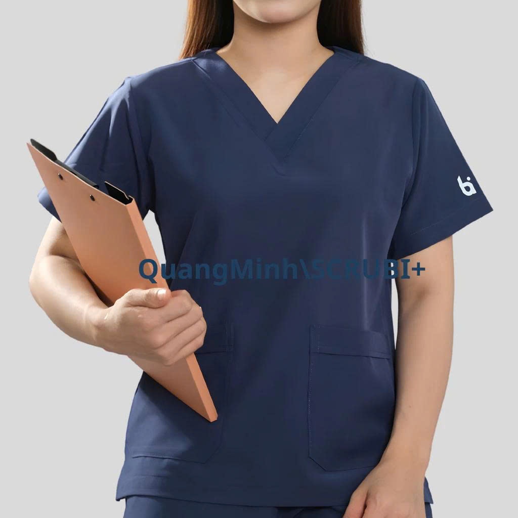 Bộ Scrubs Cổ Tim  chất vải Lon GIãn, Thoáng Mát, Đồng Phục Y Tế,spa