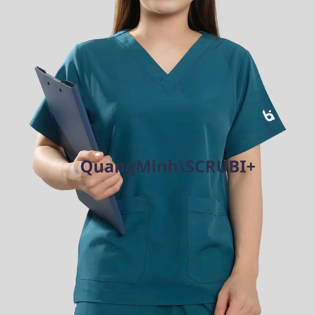 Bộ Scrubs Cổ Tim  chất vải Lon GIãn, Thoáng Mát, Đồng Phục Y Tế,spa