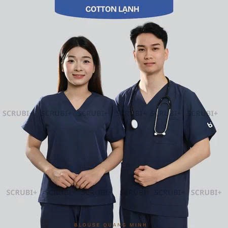 Bộ Scrubs cổ tim , chất vải Lon GIãn, spa,y tế, thiết kế có túi tiện lợi
