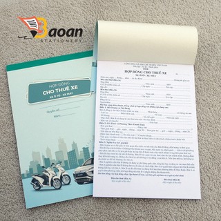 Hợp đồng CHO THUÊ XE (xe ôtô - xe máy) khổ a4 2 liên