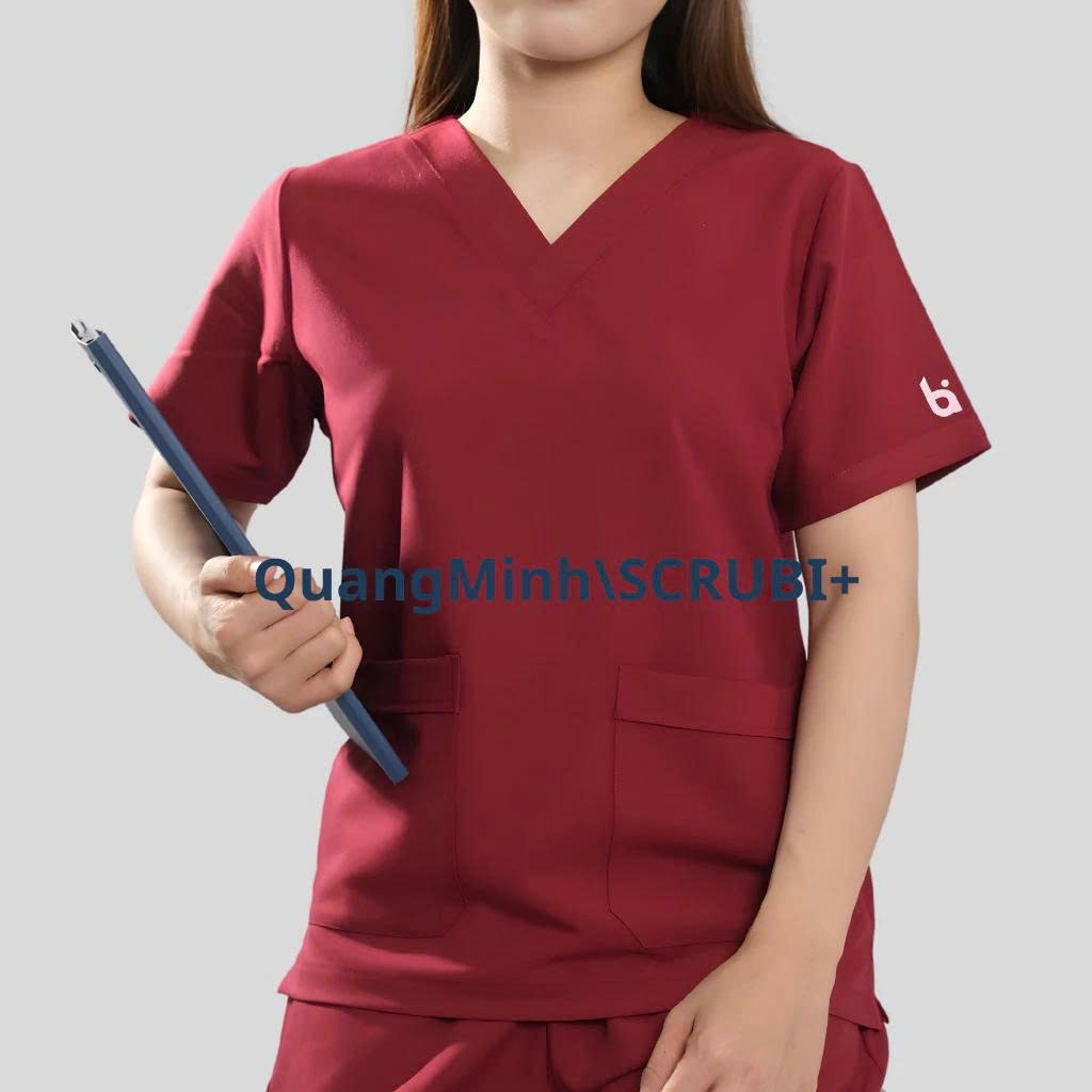 Bộ Scrubs Cổ Tim  chất vải Lon GIãn, Thoáng Mát, Đồng Phục Y Tế,spa