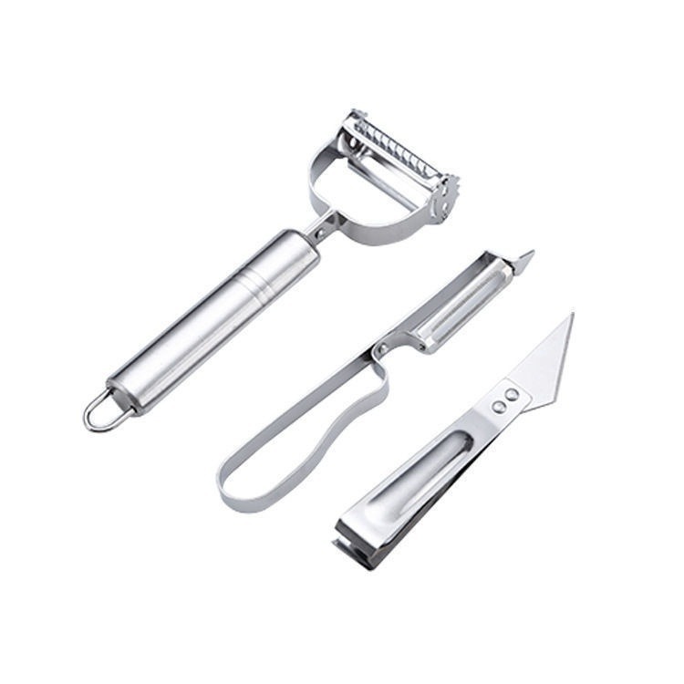 Bộ 3 Dụng Cụ Gọt Vỏ, Tỉa, Kẹp Lông Thép Không Gỉ Dành Cho Nhà Bép