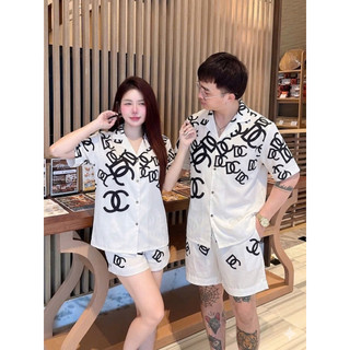 (Có Sẵn) Đồ Bộ, Đồ Đôi Trắng Cộc Đùi Hoạ Tiết Chữ D.C Mặc Nhà, Mặc Ngủ Thoải Mái, Sang Trọng-Hàng QCCC