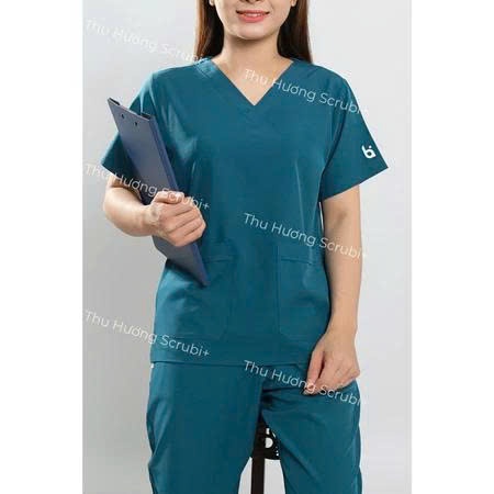 Bộ Scrubs Vải lon nhật nhiều màu Cổ Tim, Mềm Nhẹ,Co Giãn,y tế, spa, dược sỹ,quần ÁO phòng mổ
