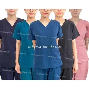 Bộ Scrubs Vải lon nhật nhiều màu Cổ Tim, Mềm Nhẹ,Co Giãn,y tế, spa, dược sỹ,quần ÁO phòng mổ