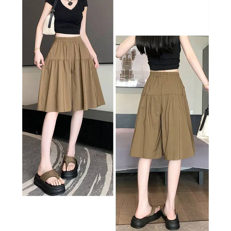 [KHUYẾN MẠI MỞ BÁN] Quần giả váy nữ big size lửng ống rộng xếp ly ngang gối cạp chun mẫu mới 2026 chất mềm mát