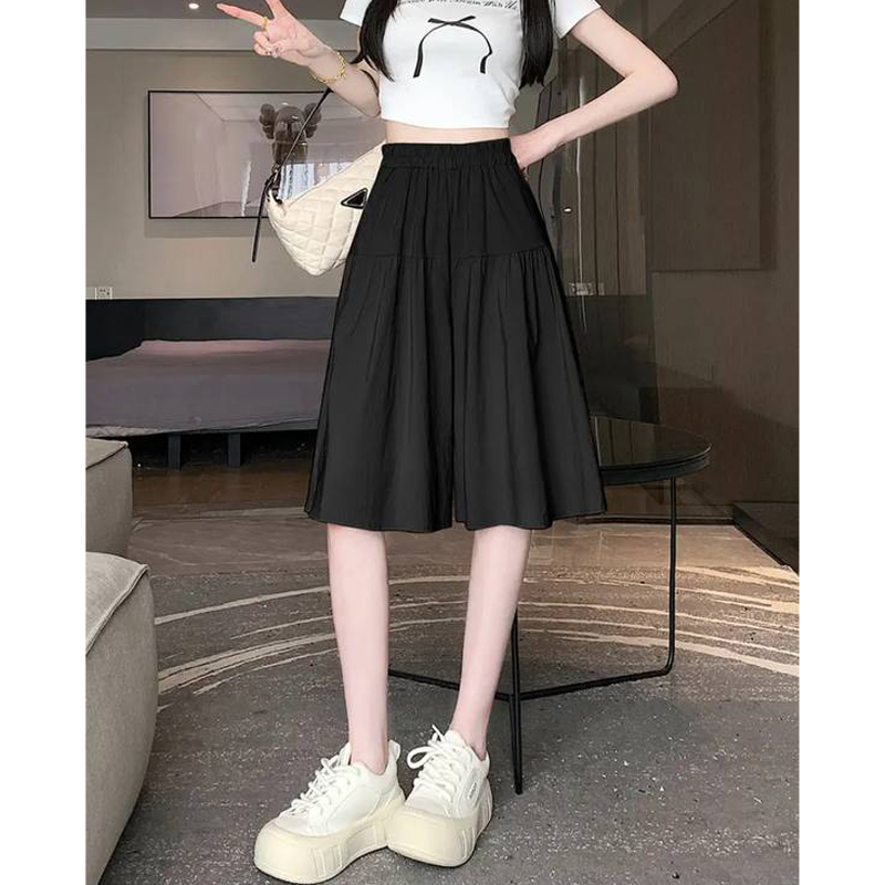 [KHUYẾN MẠI MỞ BÁN] Quần giả váy nữ big size lửng ống rộng xếp ly ngang gối cạp chun mẫu mới 2026 chất mềm mát