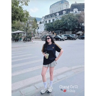 Áo Thun Nữ Ngắn Tay Kẻ Sọc Basic Form Rộng QCCC Cao Cấp